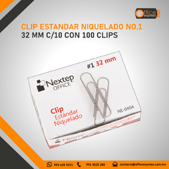 NE-040A CLIP ESTANDAR NIQUELADO NO.1 32 MM C/10 CON 100 CLIPS en internet