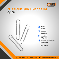 NE-040C CLIP NIQUELADO JUMBO 50 MM C/100 - comprar en línea