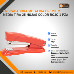 NE-101R ENGRAPADORA METALICA PREMIUM MEDIA TIRA 25 HOJAS COLOR ROJO 1 PZA - comprar en línea