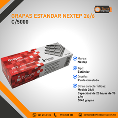 NE-118 GRAPAS ESTANDAR 26/6" CAJA C/5000 - comprar en línea