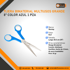 NE-133 TIJERA BIMATERIAL MULTIUSOS GRANDE 8" COLOR AZUL 1 PZA - comprar en línea