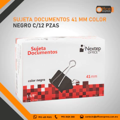 NE-157 SUJETA DOCUMENTOS 41 MM COLOR NEGRO C/12 PZAS en internet