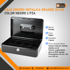 NE-161 CAJA DINERO METALICA GRANDE 25 CM COLOR NEGRO 1 PZA - comprar en línea