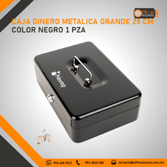 NE-161 CAJA DINERO METALICA GRANDE 25 CM COLOR NEGRO 1 PZA - Office Express