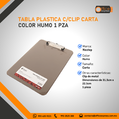 NE-172H TABLA PLASTICA C/CLIP CARTA COLOR HUMO 1 PZA - comprar en línea