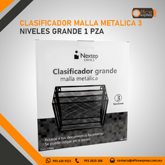 NE-176 CLASIFICADOR MALLA METALICA 3 NIVELES GRANDE 1 PZA - Office Express