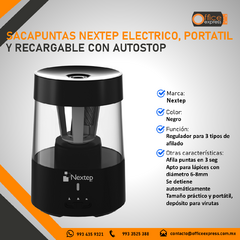 NE-181R SACAPUNTAS NEXTEP ELECTRICO, PORTATIL Y RECARGABLE CON AUTOSTOP - comprar en línea