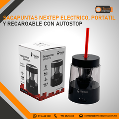 NE-181R SACAPUNTAS NEXTEP ELECTRICO, PORTATIL Y RECARGABLE CON AUTOSTOP - Office Express