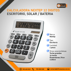 NE-182A CALCULADORA NEXTEP 12 DIGITOS ESCRITORIO, TECLAS GRANDES, SOLAR/BATERIA - comprar en línea