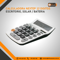 NE-182A CALCULADORA NEXTEP 12 DIGITOS ESCRITORIO, TECLAS GRANDES, SOLAR/BATERIA - Office Express