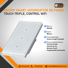 NE-266T NEXTEP SMART, INTERRUPTOR DE PARED TOUCH TRIPLE, CONTROL WiFi - comprar en línea
