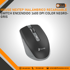 NE-413NG MOUSE NEXTEP INALÁMBRICO RECARGABLE SWITCH ENCENDIDO 1600 DPI COLOR NEGRO-GRIS en internet