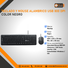 NE-416 TECLADO Y MOUSE ALAMBRICO USB 800 DPI COLOR NEGRO - comprar en línea