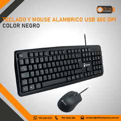 NE-416 TECLADO Y MOUSE ALAMBRICO USB 800 DPI COLOR NEGRO - Office Express