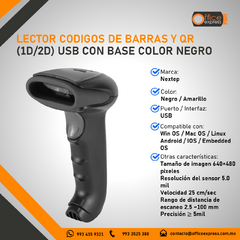 NE-503 LECTOR CODIGOS DE BARRAS Y QR (1D/2D) USB CON BASE COLOR NEGRO - comprar en línea