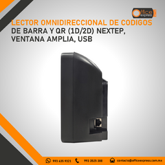 NE-506 LECTOR OMNIDIRECCIONAL DE CODIGOS DE BARRA Y QR (1D/2D) NEXTEP, VENTANA AMPLIA, USB - Office Express