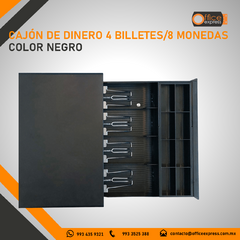 NE-514 CAJON DE DINERO 4 BILLETES/8 MONEDAS COLOR NEGRO - Office Express