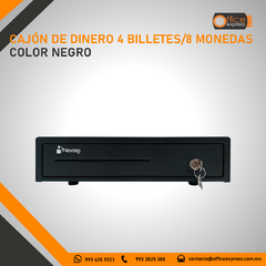 NE-514 CAJON DE DINERO 4 BILLETES/8 MONEDAS COLOR NEGRO - tienda en línea