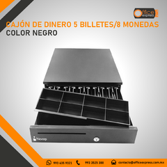 NE-515 CAJON DE DINERO 5 BILLETES/8 MONEDAS COLOR NEGRO - Office Express