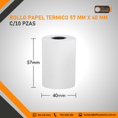 NE-528 ROLLO PAPEL TERMICO 57 MM X 40 MM C/10 PZAS - Office Express