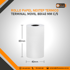 NE-529M ROLLO PAPEL NEXTEP TERMICO TERMINAL MOVIL 80X40 MM C/5 - Office Express