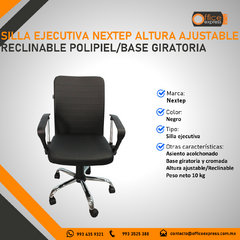 NE-650R SILLA EJECUTIVA NEXTEP ALTURA AJUSTABLE RECLINABLE POLIPIEL/BASE GIRATORIA - comprar en línea