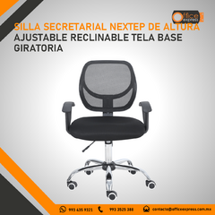 NE-650S SILLA SECRETARIAL NEXTEP DE ALTURA AJUSTABLE RECLINABLE TELA BASE GIRATORIA en internet