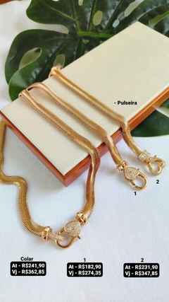 Colar e pulseira na corrente de malha - Preços na foto