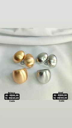 Anel e brinco liso acetinado