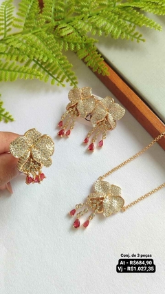 Conjunto brinco + anel + colar - Preço na foto