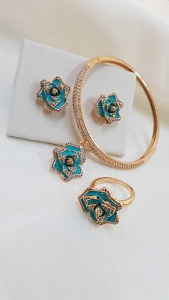 ARRASTE PARA VER CORES -> Conjunto Esmaltado Brinco + Bracelete + Anel Atacado R$589,90 Varejo R$884,85 - loja online