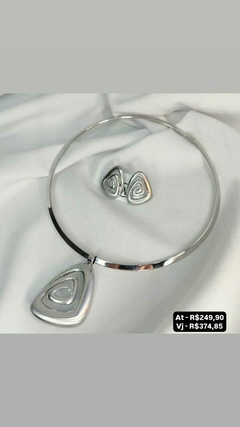 Conjunto colar aro e brinco