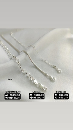 Pulseiras elo português, lacraia e elos de coração