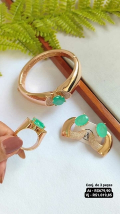 Conjunto bracelete + brinco + anel - Preço na foto