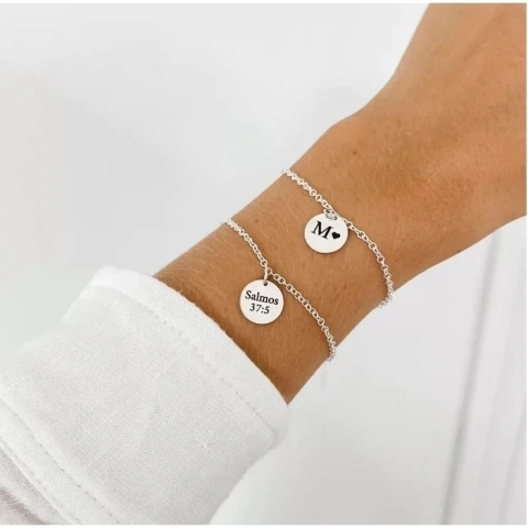 Pulseira Medalha Personalizado Prata 925