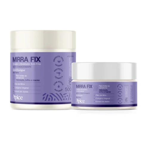 Kit Apice Linha Mirra Fix contém: Ativador e Modelador Anti-Frizz 500g e Gelatina Ativadora 280g.