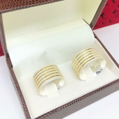 Aliança filetes de banho de ouro 18K 12mm