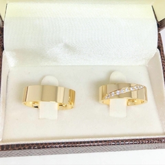 Aliança 6mm 10 pedras de zircônia
