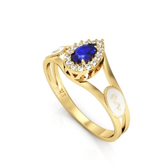 Anel Formatura Ouro 18K Aro Duplo Gota - MS PRATAS