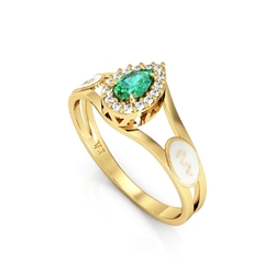 Anel Formatura Ouro 18K Aro Duplo Gota - comprar online