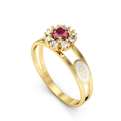 Anel Formatura Ouro 18K Aro Duplo Redondo - MS PRATAS