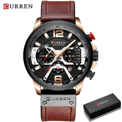 CURREN Relógios esportivos casuais para homens de alta marca Luxo Militar Relógio de Pulso de Couro Relógio Homem Moda Cronógrafo Relógio de Pulso - comprar online