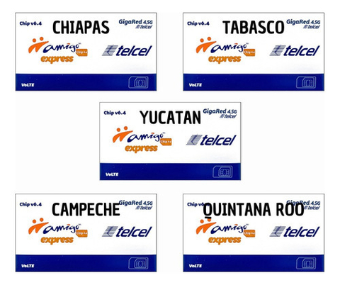 Chip Telcel paquete de 100 chip region 8