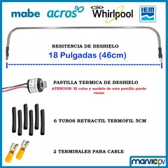 Resistencia 46cm (18´´) Y Pastilla Bimetal Para Refrigerador - comprar en línea