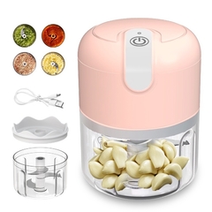 ￼Mini Processador Elétrico de Alimentos Portátil com 3 lâminas de aço inox USB 250 ml Bivolt - loja online