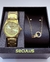 Kit Relógio Seculus Feminino + Colar e Brincos – Dourado