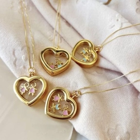 Relicário Coração - Detalhe em Vidro