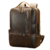 Mochila de couro marrom café com design premium para notebook de 16 polegadas.