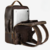 Mochila de couro marrom café para notebook de 16 polegadas com compartimentos organizados e design premium.