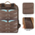 Mochila de couro marrom café para notebook de 16 polegadas com alças respiráveis ​​e costura premium.